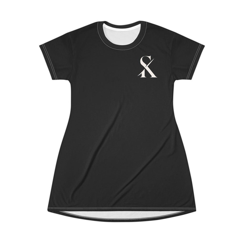 Minimalist "SK" Black T‑Shirt Dress