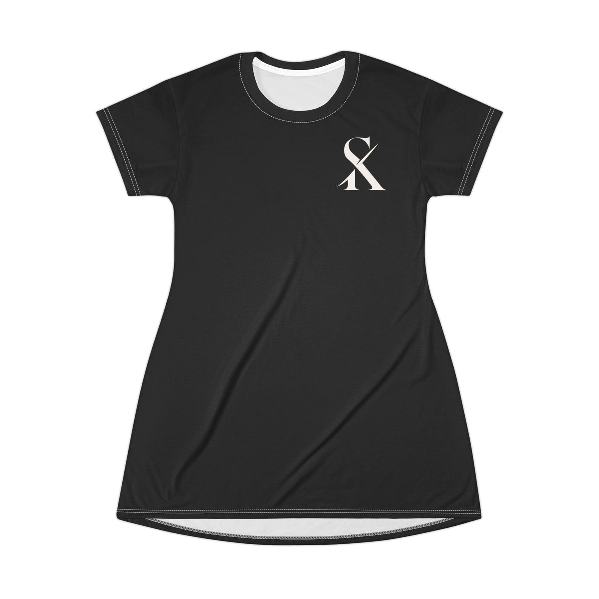 Minimalist "SK" Black T‑Shirt Dress